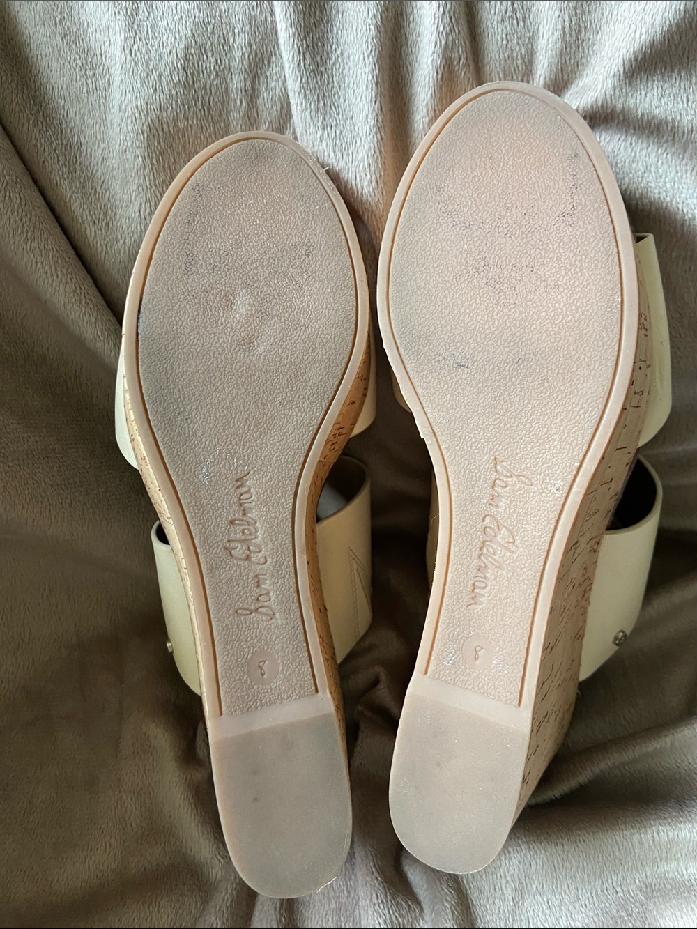 Sam Edelman Damara Leather Platform Cork Wedge Sandals - Size 8 - Picture 8 of 9